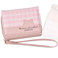 [penogo] にゃふにゃウォレット 財布 女の子 中学生 プレゼント 専用箱付き レディース 三つ折 子供 キッズ カードケース PU (ピンク) [ピンク]