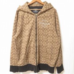 ☆美品☆コーチジグネチャーフード付きジップアップパーカー長袖