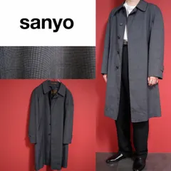 【希少ヴィンテージ】sanyo 背抜き仕様 チェック柄 総柄 ロングコート