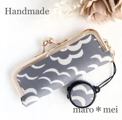 【朱肉付き】がま口印鑑ケース＊ハンドメイド/リバティプリント・パフ（グレー）