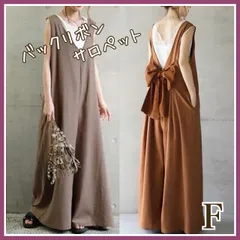 【新品】バックリボン サロペット レディース オールインワン オレンジ ベージュ 海外製品  レディース オーバーオール ワイドパンツ 薄手 ロングパンツ ゆったりボトムス 大きいサイズ カジュアル 春夏秋冬30代 40代 50代 オシャレ 着痩せ お出掛け