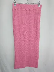 ◇ Θ Alma Design アルマデザイン ウエストゴム　コットン使用　ニット素材 マキシ タイト スカート サイズM ピンク レディース E  【1410100008711】