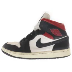 NIKE (ナイキ) WMNS AIR JORDAN 1 MID BLACK/GYM RED ウィメンズ エアージョーダン 1 ブラック/ジムレッドミッドカットスニーカー BQ6472-061 レッド/ブラック US7.5/24.5cm