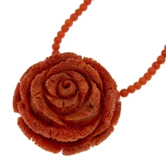 バラ モチーフ サンゴ ネックレス K18YG 750 イエローゴールド 珊瑚 46.5cm 首飾り アクセサリー レディース 送料無料 240101816326 ★
