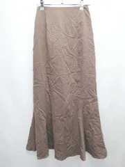 ◇ Θ LINNEE サイドジップ ロング マーメイド スカート サイズF ブラウン レディース E  【1411130013539】