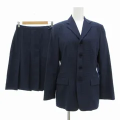 アールエルラルフローレン RL RALPH LAUREN 美品 スーツ フォーマル セットアップ テーラードジャケット プリーツスカート 4B 総裏地 ウィンドウチェック 9 M 紺 ネイビー /UO ■GY09のサムネイル