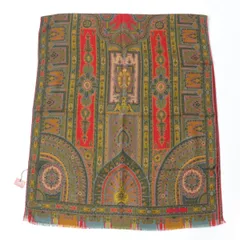 未使用品☆ETRO エトロ 総柄デザイン ウール×シルク フリンジ付き 大判 ストール/ショール/マフラー マルチカラー イタリア製 レディースのサムネイル