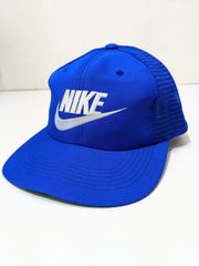 デッドストック 90s NIKE ナイキ TRUE 帽子 メッシュ キャップ 刺繍 日本製 フリーサイズ ブルー ポリエステル ナイロン スナップバック 6パネル 00s OLD 古着 ヴィンテージ