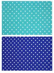 miwaki ランチョンマット 布製 子供 男の子 女の子 小学校 小学生 2枚 セット お名前タグ付き シンプル モチーフ スター 星 ネイビー ターコイズ ブルーNV BL L