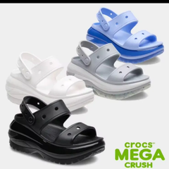 Crocs メガ クラッシュ サンダル {1 足購入でジビッツ 4 個プレゼント} 最新の新色 7 色、レディース スリッポン サンダル、レディース クロス シューズ、ハイヒール、プラットフォーム シューズ、美しく、柔らかく、履き心地が良い。