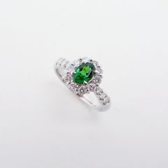 グリーングロッシュラーガーネット ダイヤモンド リング 0.54ct 0.45ct 11.5号 Pt900 ソーティング 付 新品仕上げ SAランク