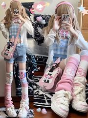 y 2 k女の子ロックギャル個性的ギターキャラ斜めショルダーバッグ個性的ピンクバッグ