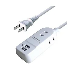 カシムラ AC充電器タップ 2.4A USB2ポート 3口コンセント 1m (ホワイト) AJ-588のサムネイル