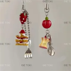 かわいい3Dストロベリーケーキクッキーペンダント 電話チャームストラップ 素敵なストラップ iPhone用キーコード カメラ バッグ 女の子のジュエリー 素敵なアクセサリー