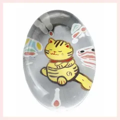 （５Ｐセット）硝子　猫箸置・黄　K5611　◎2セット目～大幅値引き対象商品　※ガラス細工,工芸,ファンシー,高級感,高品質,シリーズ,レトロモダン,かわいい,可愛い,窯,愛知,瀬戸,箸置き,ねこ,キャット,ユニーク,キュート,きれい,愛猫家,イラスト