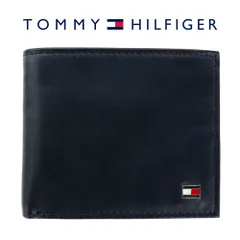 トミーヒルフィガー 財布 二つ折り TOMMY HILFIGER OXFORD オックスフォード 31TL25X003 001 BLACK ブラック 小銭入れ付き 札入れ レザー 本革 ミニ ウォレット