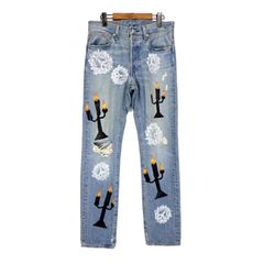 リーバイス Levi's × デニムティアーズ Denim Tears × ヴァージル アブロー Virgil Abloh 【 Message in a Tear Printed Jeans 】 ダメージ加工 プリント デニム パンツ w23175