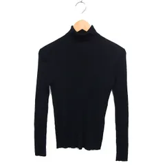 ユナイテッドアローズ UNITED ARROWS シルク リブ ニット カットソー タートルネック ハイゲージ 長袖 黒 ブラック /NT20