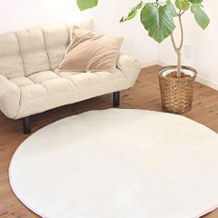 【人気商品】カーペット ラグマット 直径140cm ラグ 洗える 滑り止め付 抗菌 防臭 円形 防ダニ ふわっと手触り オールシーズン使える 床暖房 Colorsroom ホットカーペット対応 フランネルラグ 絨毯 アイボリー