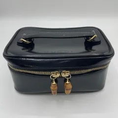 GUCCI グッチ バンブー バニティバッグ ブラック 黒 光沢 ポーチ 032 2265 0151 エナメル ゴールド金具 レディース