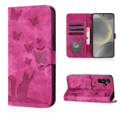 QANKISIS galaxy s24 ケース 手帳型 ギャラクシーs24 ケース 可愛らしい子猫柄や蝶柄 財布型 ギャラクシーs24 ケース 耐衝撃 galaxy s24 ケース カード収納 スタンド機能 ギャラクシーs24 ケース 手帳型 galaxys2