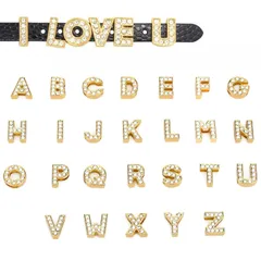 【新着商品】[サムコス] 26文字 A-Z柄 2セット 52個 DIY ラインストーン アルファベット チャーム ジルコン パーツ イニシャル アクセサリーパーツ 手作り 小さめ 綺麗 人気 プレゼント