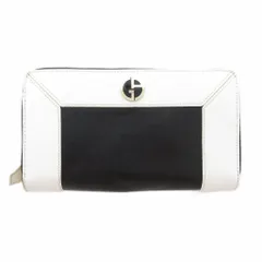 ジョルジオアルマーニ GIORGIO ARMANI 長財布 ウォレット バイカラー ロゴ レザー 白 ホワイト 黒 ブラック /AE ■GY18のサムネイル