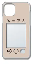 【新品未使用】iPhone11 アイフォン11 クリア ハードケース (ベージュ) カメラアプリ風 フォトフレーム くすみカラー カバー スマホケース cl-iphone11-411