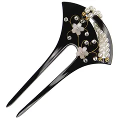 在庫処分 振袖 袴 浴衣 卒業式 留袖 結婚式 着物 二本挿し ブライダル パール 扇型 お正月 和装髪飾り ギフト バチ型 かんざし 専用ケース付 [TOuWA]