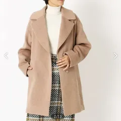 COMME CA ISM　コムサイズム　ビッグラペル コクーン チェスターコートピンクベージュ　サイズ：7(S)