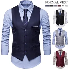 メンズベスト ジレ ベスト 細身 Vネック ジャケット ビジネス フォーマル ベスト フォーマルベスト スーツベスト 結婚式 紳士服 xianyi02
