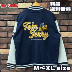 【TOM&JERRY T&J WA12裏起毛スタジャン】サガラ 刺繍 ストリート カジュアル アメカジ トム&ジェリー トムとジェリー トムジェリ スタジアムジャンパー ユニセックス 男女兼用 ペアルック 54773858 ネイビー 新品未使用 送料込み
