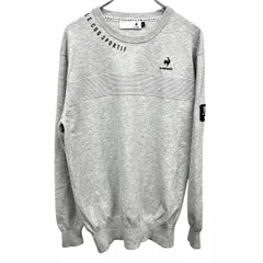 古着 le coq sportif ニットTシャツ セーター ロゴ刺繍 胸にリブボーダー 長袖 セルロース×ポリなど L ヘザーグレー 杢グレー×黒 メンズ
