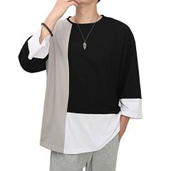 118-ブラック_2XL KOTRBOY 夏服 メンズ Tシャツ 七分袖 メンズ 服 綿 軽い 柔らかい シルエット おしゃれ ファッション 人気 半袖 Tシャツ 大きいサイズ カットソー black-2XL