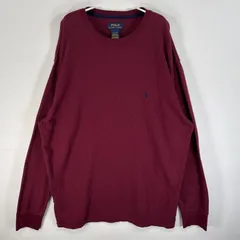 古着 ポロ・ラルフローレン POLO RALPH LAUREN 長袖Tシャツ サーマル ワッフル 大きいサイズ ロゴ 刺繍 2X  ワインレッド 無地 メンズ