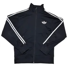 ★adidas★アディダス トラックジャケット ファイヤーバード 黒 ブラック トレフォイルロゴ 刺繍 白色ライン