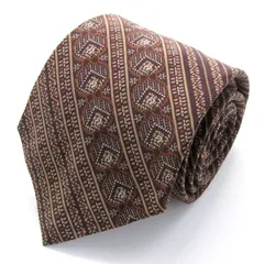 シャルル・ジョルダン ブランド ネクタイ シルク ストライプ柄 小紋柄 PO メンズ ブラウン CHARLES JOURDAN 【中古】