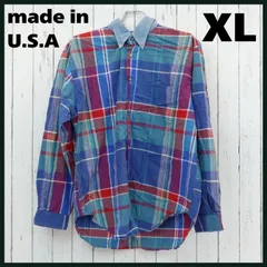 古着【Made in U.S.A】　WORLD ISLAND 長袖　シャツ　 コットン100％　チェック　XL