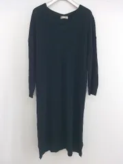 ◇ AFTERNOONTEA WARDROBE Vネック 長袖 膝丈 ニットワンピース サイズMR ネイビー レディース E  【1304050002618】