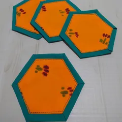 コースターNo.10　オレンジ×黄緑