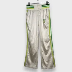 ☆adidas☆アディダス☆トラックパンツ☆ローライズジャージ☆スリーストライプ☆日本製☆光沢☆アイボリー☆レディースM☆F24M