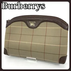 Burberrys バーバリーズ セカンドバッグ クラッチバッグ チェック柄 ノバチェック レザー コンビ ベージュ ブラウン ゴールドロゴ ヴィンテージ メンズ レディース ブランド 上品 高級 美品 希少 英国製　人気 レトロ