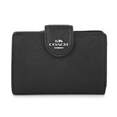 新品 コーチ COACH 2つ折り財布 MEDIUM CORNER ZIP WALLET ブラック