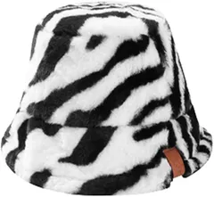 ネクストグランツ 母の日 レディース バケット ハット 帽子 アニマル柄 スエード調 フェイクファー 羊毛調 バケハ 無地 秋 冬 人気( ゼブラ,  Free Size)