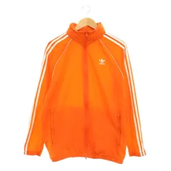アディダスオリジナルス adidas originals トラックジャケット ジャンパー ブルゾン ジップアップ ライン フード収納 ナイロン 2XL オレンジ 白 ホワイト /ES ■OS