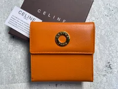 CELINE サークルロゴ Wホック折財布 オレンジ celine セリーヌ wallet 