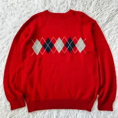 オールドユニクロ セーター アーガイル柄 ニットセーター 古着 赤 3757