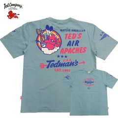 テッドマン 半袖Tシャツ TED'S AIR APACHES ミリタリーTシャツ 第345爆撃隊 エフ商会 TDSS-574 ブルーグリーン 新品