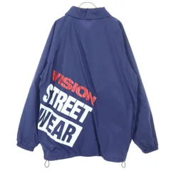 VISION STREET WEAR ビジョンストリートウェア 長袖 ナイロン コーチジャケット LL ネイビー メンズ 古着