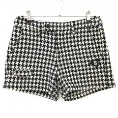 ★特価★【超美品】パーリーゲイツ ニットショートパンツ 白×黒 千鳥格子 ウール100％ レディース 2(L) ゴルフウェア PEARLY GATES